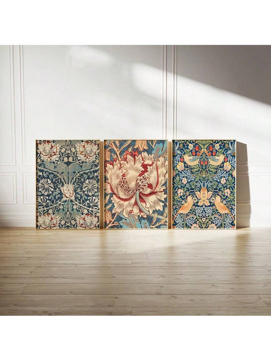 William Morris Abstract Plant Posters - Set of 3 | Flower Decorative Canvas Art for Living Room & Bedroom