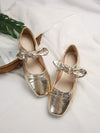 Chic French-Style Bow Leather Low Heeled Shoes for Spring and Summer