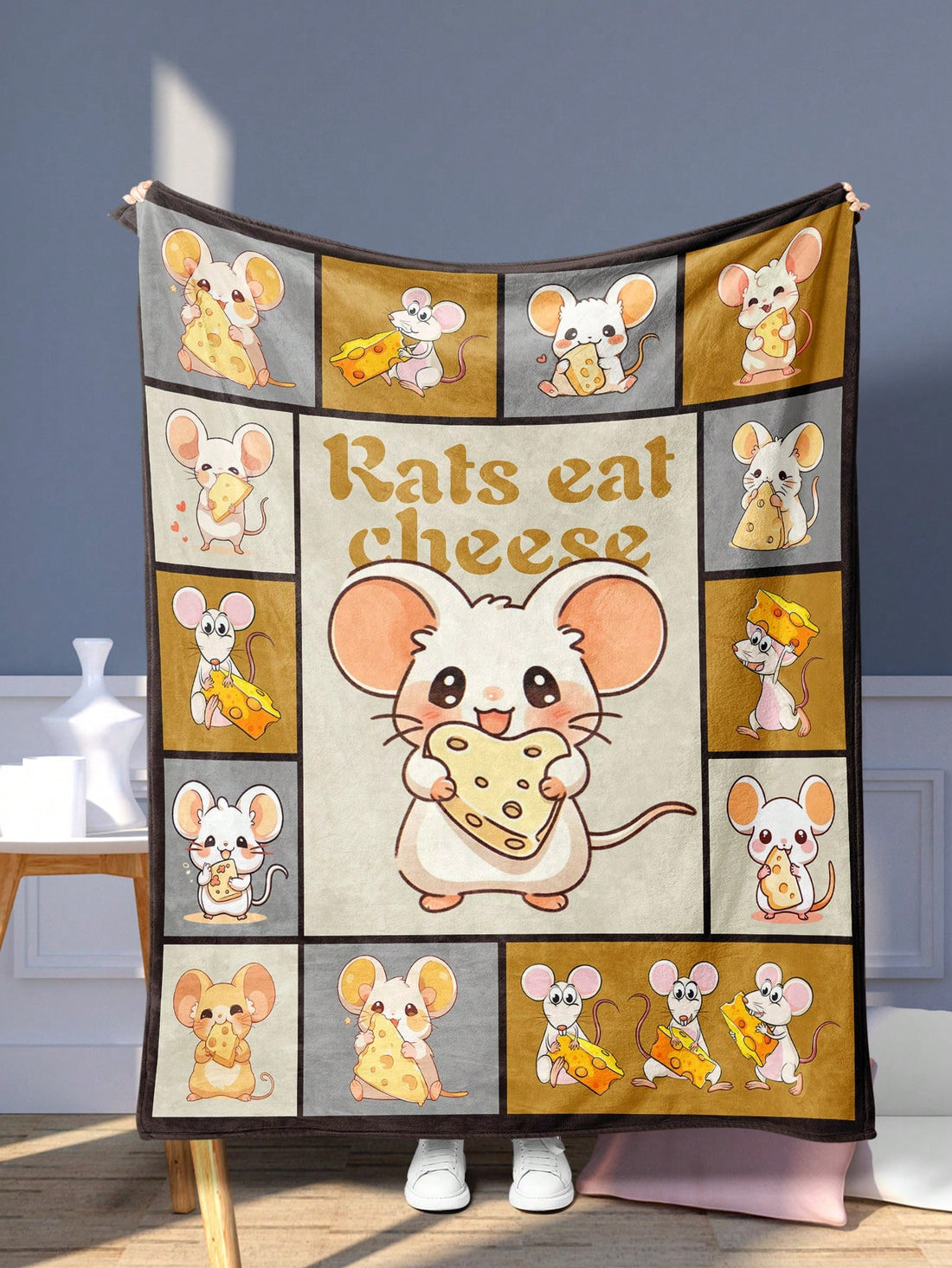 This Cheese and Mouse Design Fleece <a href="https://canaryhouze.com/collections/blanket?sort_by=created-descending" target="_blank" rel="noopener">Blanket</a> is your perfect year-round companion for cozy comfort. Its whimsical design adds a touch of fun to any room, while its soft fleece material keeps you warm and comfortable. The perfect addition to any home.