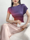 Effortless Elegance: Summer Women's Gradient Batwing Sleeve Belted Maxi Dress