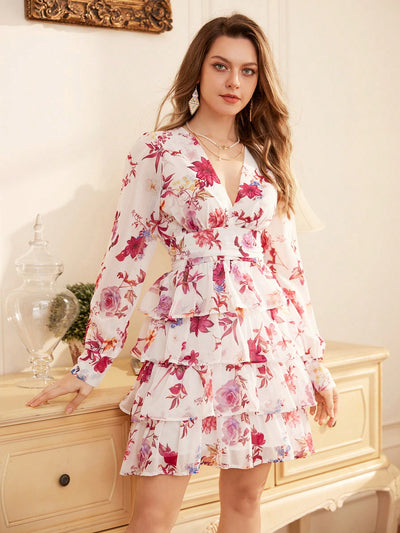 Blooming Beauty: Ladies Long Sleeve Floral Print Dress