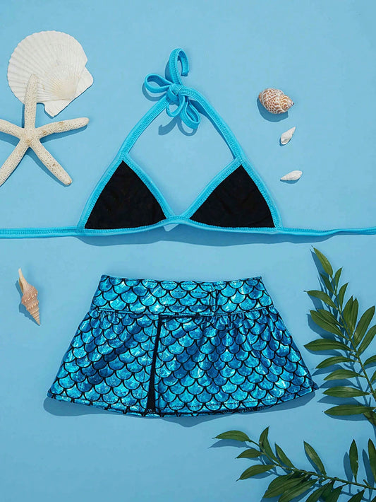 Pet Mermaid Magic: Blue Bikini Swimsuit Set