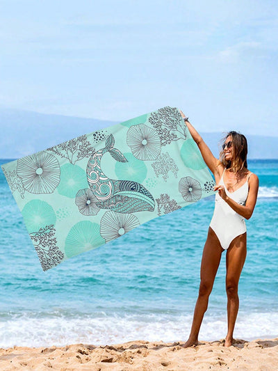 Cartoon Whale Pattern Beach Towel: Your Essential Companion for Swimming, Camping, Vacation, and More!