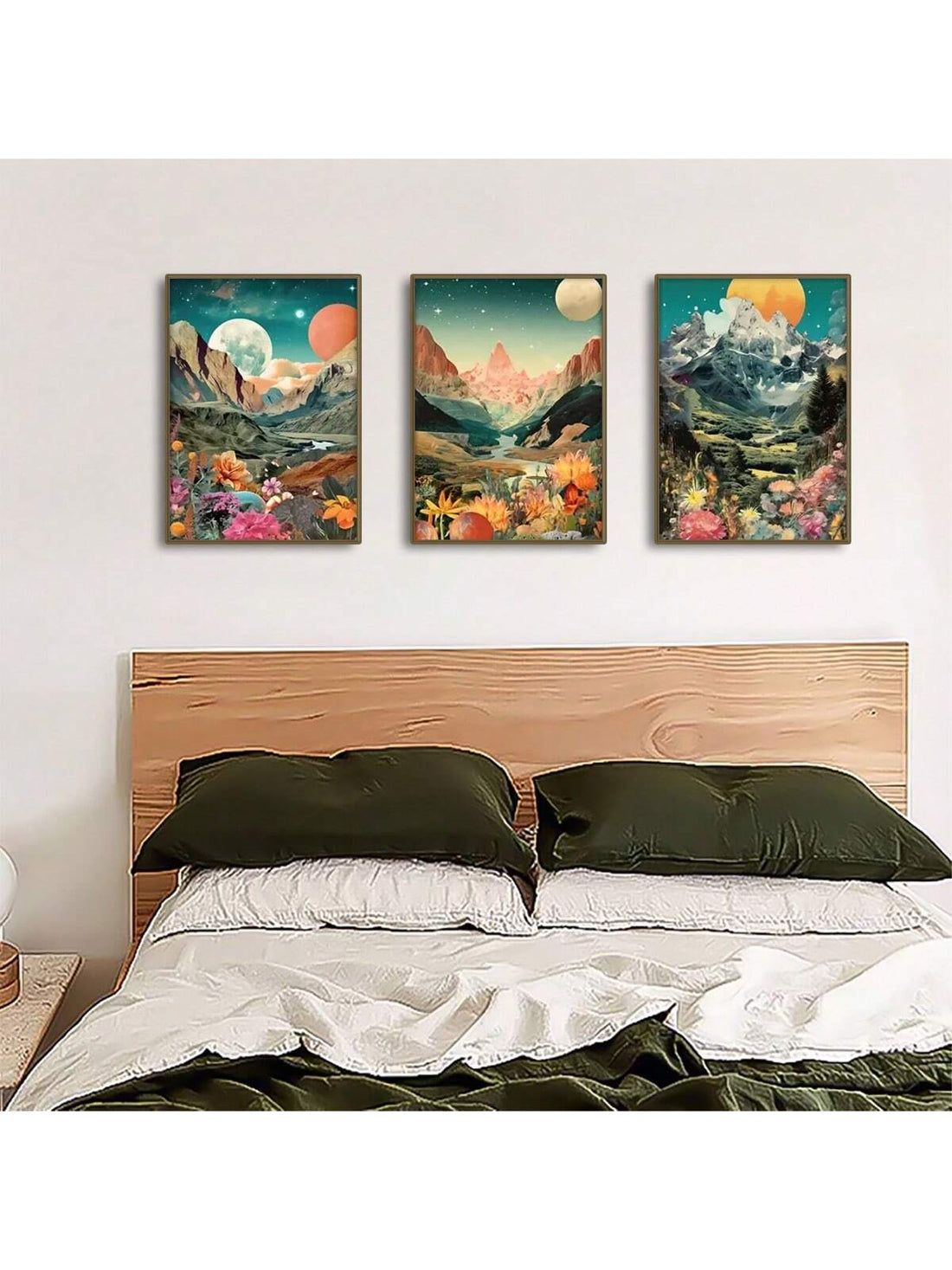 Create a breathtakingly beautiful atmosphere in your home with the Moonlit Mountain Wonderland: 3pcs Modern Abstract Canvas Poster Set. Each piece features a stunning and unique abstract design, perfect for adding a touch of sophistication to any room.