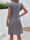 Women's Solid Color Short Sleeve Dress: The Perfect Summer Cotton Casual Dress with Pockets
