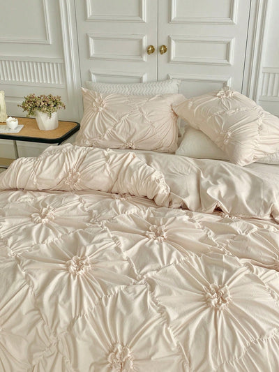 Chic Khaki Chiffon Flower Duvet Cover Set: A Stylish Addition to Any Bedroom