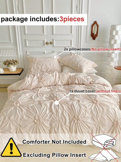 Chic Khaki Chiffon Flower Duvet Cover Set: A Stylish Addition to Any Bedroom