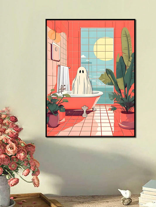 A Spooky Addition: Gothic Ghost Canvas Poster for Festive Room Decor