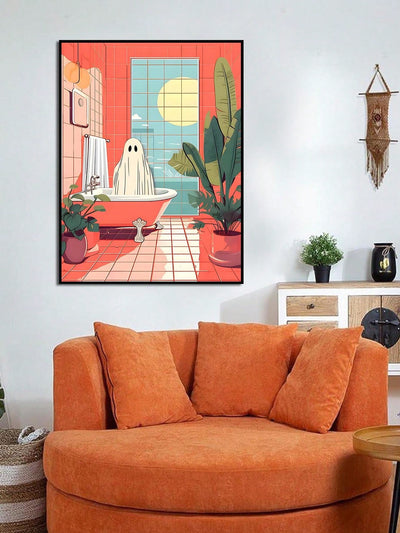 A Spooky Addition: Gothic Ghost Canvas Poster for Festive Room Decor