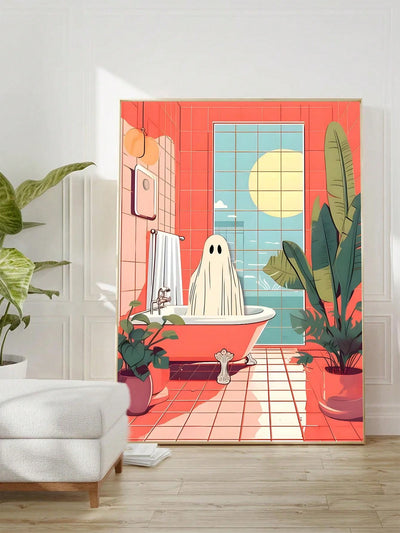 A Spooky Addition: Gothic Ghost Canvas Poster for Festive Room Decor