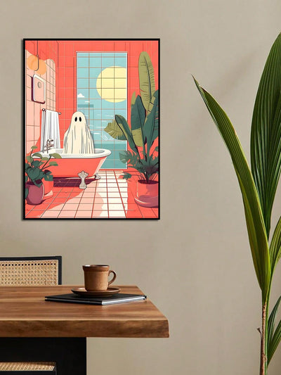 A Spooky Addition: Gothic Ghost Canvas Poster for Festive Room Decor