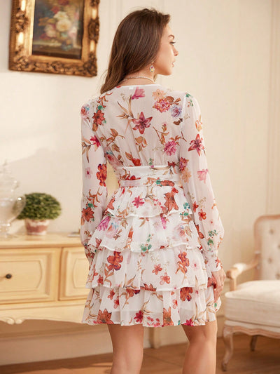 Blooming Beauty: Ladies Long Sleeve Floral Print Dress