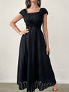 Elegant Summer Chic: Women's Square Neckline Cap Sleeve Long Dress