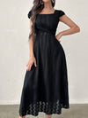 Elegant Summer Chic: Women's Square Neckline Cap Sleeve Long Dress