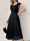 Elegant Summer Chic: Women's Square Neckline Cap Sleeve Long Dress