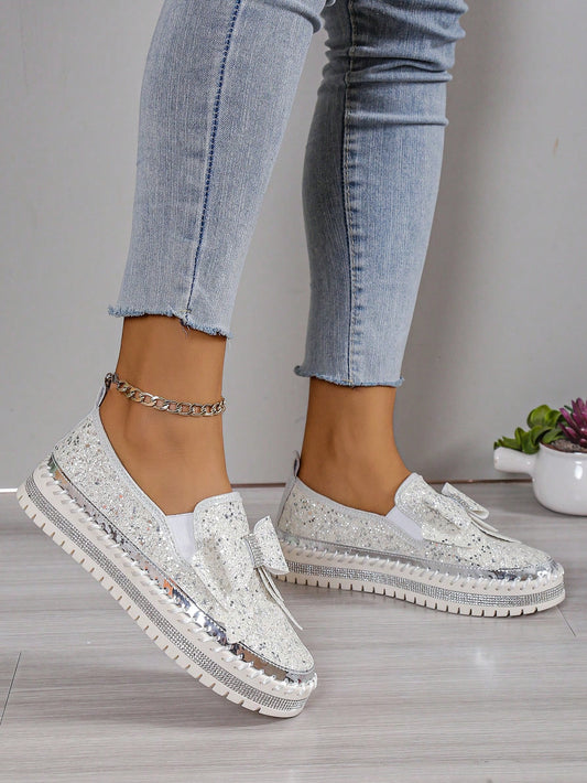 These Diamond Encrusted Plus Size Sports <a href="https://canaryhouze.com/collections/women-canvas-shoes?sort_by=created-descending" target="_blank" rel="noopener">Shoes</a> are both elegant and functional. With exquisite butterfly and flower stitching, these shoes are perfect for any casual occasion. The diamond encrusted details add a touch of glamour, while the comfortable fit and plus size availability make them a practical choice.