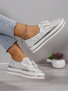 Diamond Encrusted Plus Size Sports Shoes: Elegant Butterfly and Flower Stitching Casual Shoes