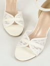 Stylish White Lace Up Chunky Heels Sandals with Hollowed Out Design