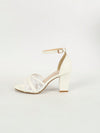 Stylish White Lace Up Chunky Heels Sandals with Hollowed Out Design