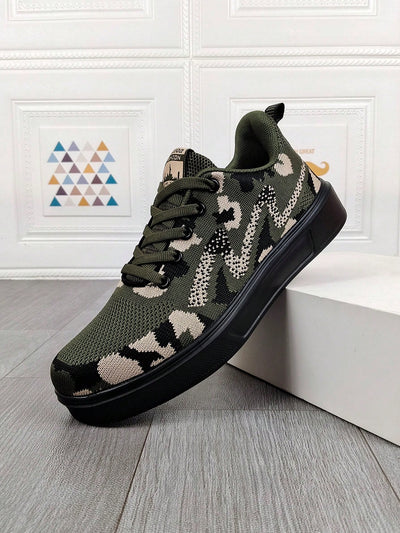 Camouflage Color Block Casual Sports Shoes: Lightweight, Breathable, and Anti-Slip