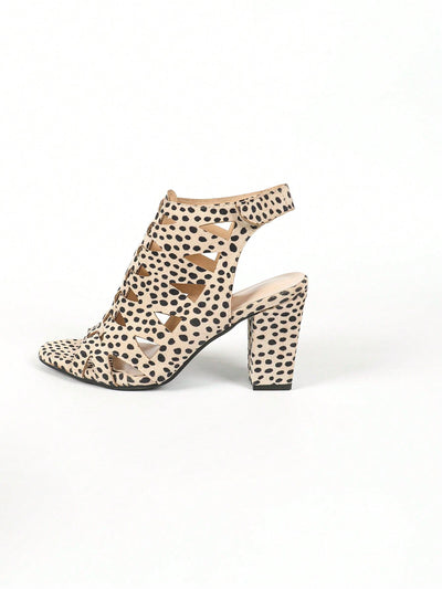 Leopard Print Laser Open Toe Sandals: Chic and Versatile High Heels