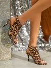 Leopard Print Laser Cut-Out High Heel Sandals - Walk on the Wild Side!
