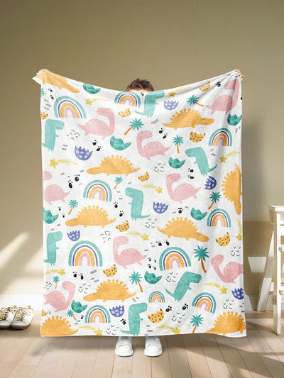 Modern Cat Pattern Flannel Blanket: Versatile Polyester Fiber Blanket for Any Scene