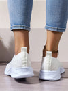 Stylish & Sporty: White Knitted Lightweight Running Shoes for Women