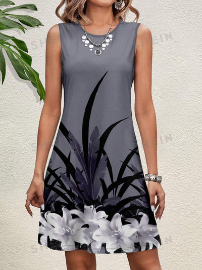 Floral Fantasy: Sleeveless Bodycon Vacation Dress