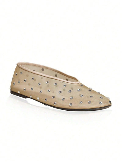 Crystal Embellished Ballet Flats: Sparkle and Shine in Rhinestone Slip-On Shoes