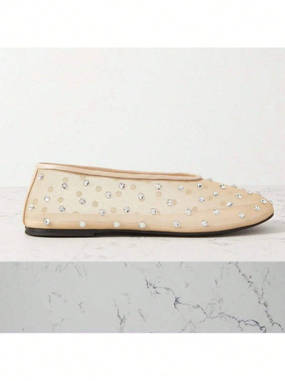 Crystal Embellished Ballet Flats: Sparkle and Shine in Rhinestone Slip-On Shoes