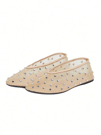 Crystal Embellished Ballet Flats: Sparkle and Shine in Rhinestone Slip-On Shoes