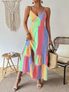 Stylish Stripes: Women's Summer Tank Dress with Ruffle Hem