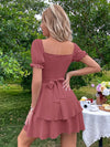 Chic and Sweet: The Sweetheart Neck Layered Hem Dress