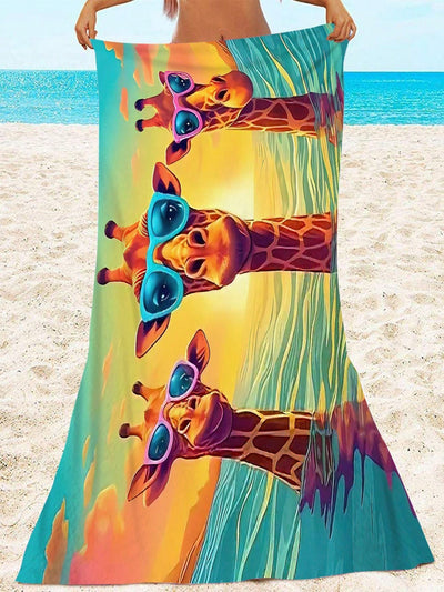 Adorable Cartoon Giraffe Beach Towel: Your Perfect Companion for Swimming, Camping, and Holidays