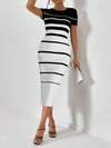 Chic and Sleek: Color Striped Print Bodycon Dress