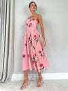 Stay Elegant and Chic in Summer with Women's Floral Rose Print Apron Dress