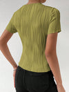 Summertime Chic: Solid Color Texture Short Sleeve T-Shirt in Mint Green