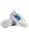 White Floral Lace-Up Platform Sneakers: Spring/Summer Casual Walking Shoes