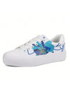 White Floral Lace-Up Platform Sneakers: Spring/Summer Casual Walking Shoes