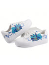 White Floral Lace-Up Platform Sneakers: Spring/Summer Casual Walking Shoes