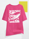 Easy Summer Style: Women's Casual Short Sleeve Tee with Slogan Print