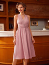 Vintage Elegance: Ruffled V-Neck Sleeveless Dress for Special Occasions