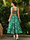 Vintage Holiday Tropical Rainforest Print Two-Piece Set: Mother's Day Dress