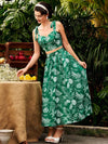 Vintage Holiday Tropical Rainforest Print Two-Piece Set: Mother's Day Dress