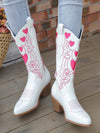 Heartfelt Western Knight Boots: Pointed Toe, Chunky Heels & Embroidered Style