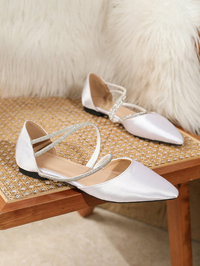 Elegant Rhinestone-Embellished Hollow-Out Pointed Flats – Perfect for Weddings, Parties, and Summer Elegance