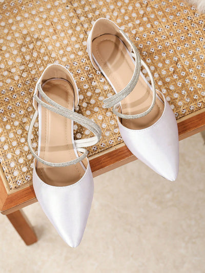 Elegant Rhinestone-Embellished Hollow-Out Pointed Flats – Perfect for Weddings, Parties, and Summer Elegance