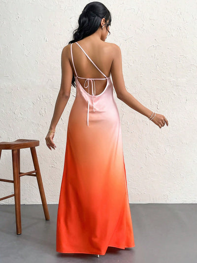 Sunset Dream One Shoulder Ombre Dress