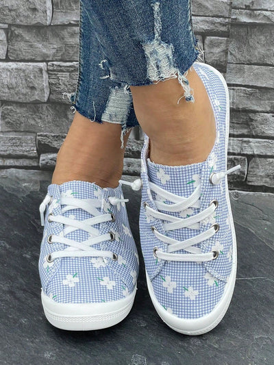 Plaid Print Slip-On Athletic Running Shoes: Stylish and Comfortable